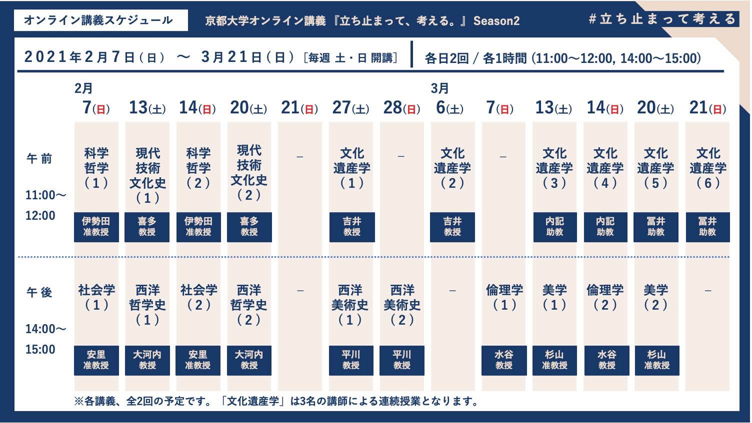 京都大学オンライン講義スケジュール